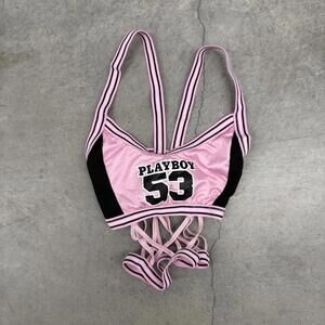 Playboy Football Cheerleader Top, Women’s Size XS/S, Black And Pink